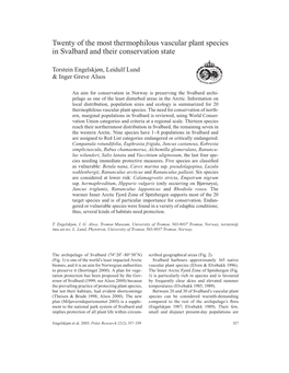 Twenty of the Most Thermophilous Vascular Plant Species in Svalbard and Their Conservation State