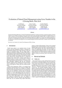 Evaluation of Natural Flood Management Using Curve Number in the Ciliwung Basin, West Java