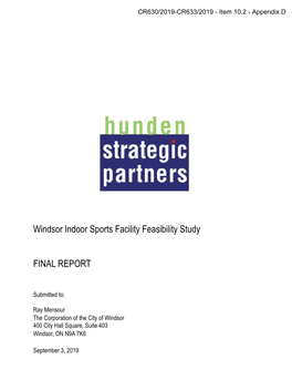 Windsor Indoor Sports Facility Feasibility Study FINAL REPORT