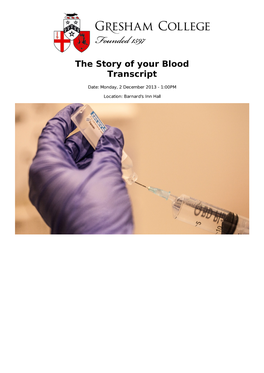 The Story of Your Blood Transcript