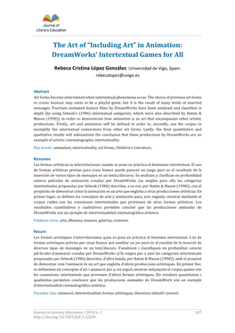 The Art of “Including Art” in Animation: Dreamworks' Intertextual Games For