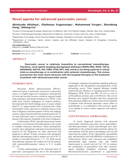 Novel Agents for Advanced Pancreatic Cancer