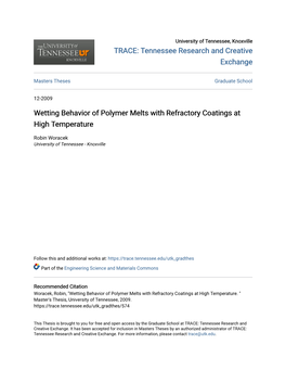 Wetting Behavior of Polymer Melts with Refractory Coatings at High Temperature