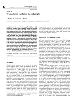 Transcription Regulation by Mutant P53