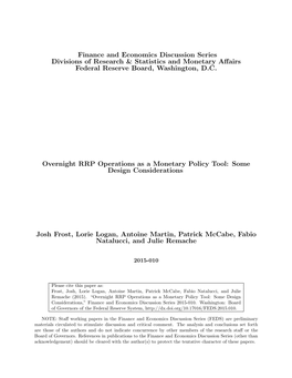 Overnight RRP Operations As a Monetary Policy Tool: Some Design Considerations