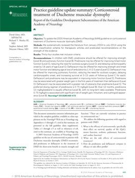 Practice Guideline Update Summary: Corticosteroid Treatment Of