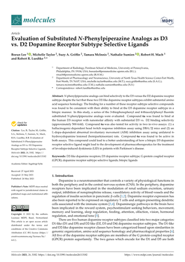 Evaluation of Substituted N-Phenylpiperazine Analogs As D3 Vs