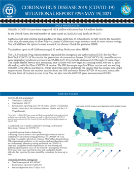 Covid-19) Situational Report #295 May 19, 2021