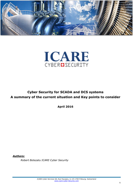 Cyber Security for SCADA and DCS Systems a Summary of the Current Situation and Key Points to Consider