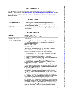 Cross-Sectional Analysis of Bibliometrics and Altmetrics