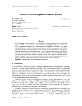 Nonlinear Models Using Dirichlet Process Mixtures