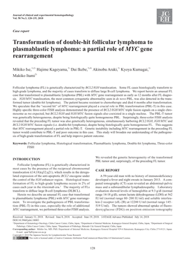A Partial Role of MYC Gene Rearrangement