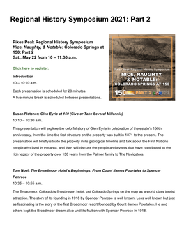 Regional History Symposium 2021: Part 2