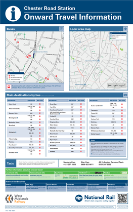 Chester Road Station I Onward Travel Information Buses Local Area Map