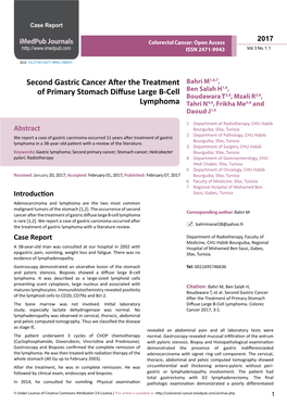 Second Gastric Cancer After the Treatment of Primary Stomach