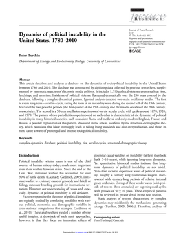 Turchin, P. 2012. “Dynamics of Political Instability in the United