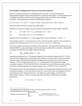 Perrin Numbers, a Hypergeometic Function and Convolution Sequences Return to a Previous Expression for Calculating the Perrin Nu