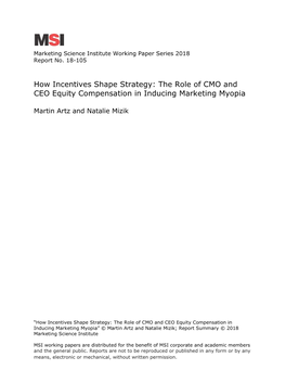 The Role of CMO and CEO Equity Compensation in Inducing Marketing Myopia