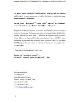 The Chicken Genome Has a Hybrid Centromere Model, Involving Either Long Arrays of Tandem Repeats on Some Chromosomes Or Relative