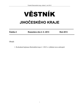 Jihočeského Kraje, Částka 2, Rok 2013