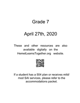 Grade 7 April 27Th, 2020