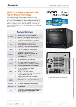 Shuttle XPC System H3 6700H