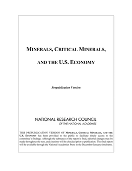 Minerals, Critical Minerals
