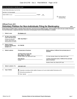 Case 19-11740 Doc 1 Filed 08/05/19 Page 1 of 22