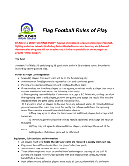 Flag Football Rules of Play