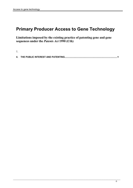 Primary Producer Access to Gene Technology