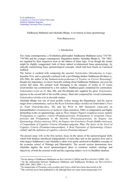 Siddhasena Mahâmati and Akalaóka Bhaþþa: a Revolution in Jaina Epistemology