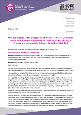 Strengthening Second Language Learning in Primary and Intermediate Schools) Amendment Bill 99-1