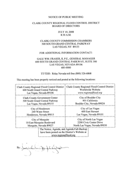 Agenda Clark County Regional Flood Control District Board of Directors July 10,2008 8:30 A.M