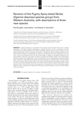 Revision of the Pygmy Spiny-Tailed Skinks (Egernia Depressa Species-Group) from Western Australia, with Descriptions of Three New Species