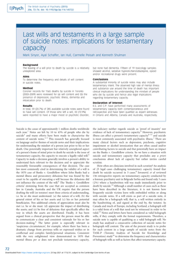 Last Wills and Testaments in a Large Sample of Suicide Notes