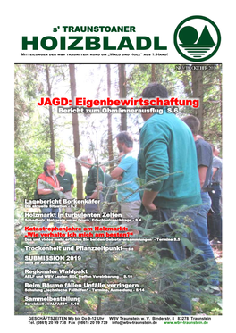 JAGD: Eigenbewirtschaftung Bericht Zum Obmännerausflug S.6