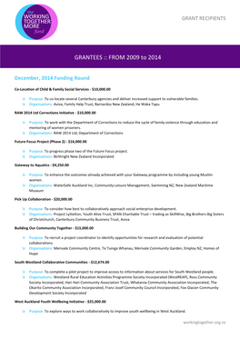 GRANTEES :: from 2009 to 2014