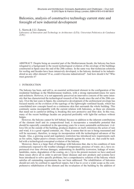 Balconies, Analysis of Constructive Technology Current State and Foresight of New Industrial Development