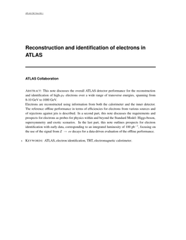 Reconstruction and Identification of Electrons in ATLAS