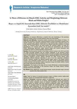 Research Article / Araştırma Makalesi ! Spor Hekimliği Dergisi 52(4): 116-126, 2017 Turkish Journal of Sports Medicine DOI: 10.5152/Tjsm.2017.078