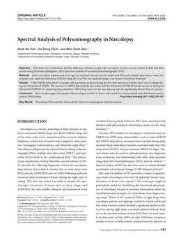 Spectral Analysis of Polysomnography in Narcolepsy