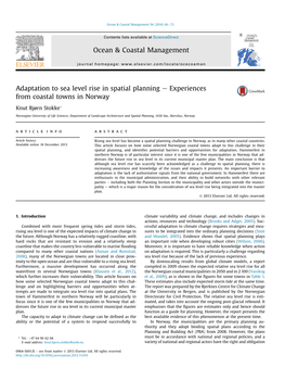 Stokke. 2014. Adaptation to SLR in Spatial Planning.Pdf