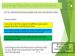 Learning Objective, Success Criteria…
