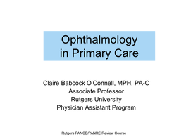 Ophthalmology in Primary Care