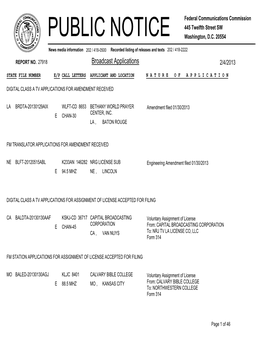 Broadcast Applications 2/4/2013