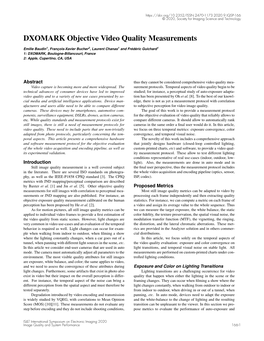 DXOMARK Objective Video Quality Measurements
