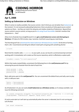 Coding Horror: Setting up Subversion on Windows