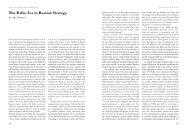 The Baltic Sea in Russian Strategy Development of World Civilisation in the Third for Strategic Reasons Russia Insists on Its Exclusive by Alpo Juntunen Millennium