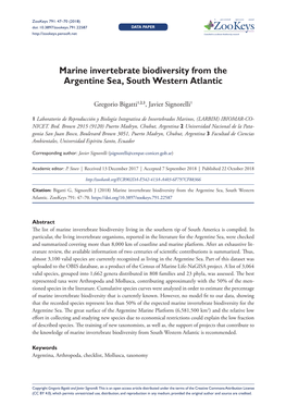 Marine Invertebrate Biodiversity from the Argentine Sea, South Western Atlantic