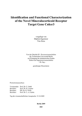 Identification and Functional Characterization of the Novel Mineralocorticoid Receptor Target Gene Cnksr3